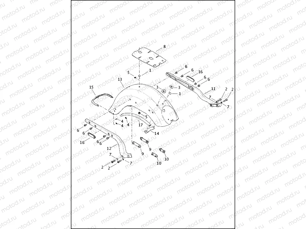 FENDERS AND SUPPORTS, REAR - FLDE, FLHC, FLHCS