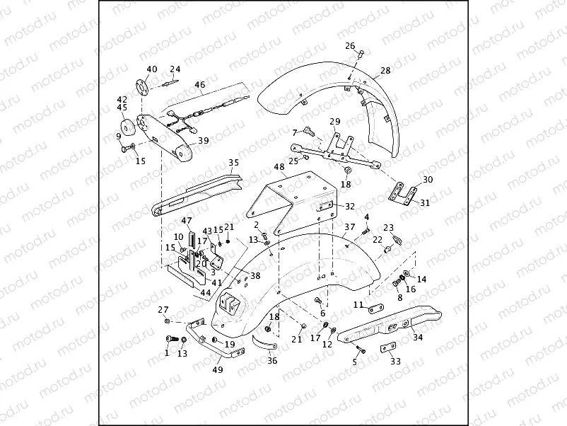 FENDERS, LICENSE PLATE & RADIO BRACKETS - FXRP