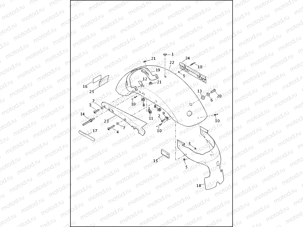 FENDERS, REAR - 883L/R/1200C/CA/CB/CP (ALL), 883N/1200V/X (CANADA ONLY)