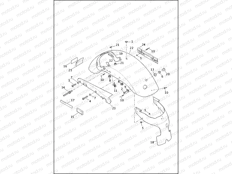 FENDERS, REAR - 883L/R/1200C/CA/CB/CP (ALL), 883N/1200V/X (CANADA ONLY)