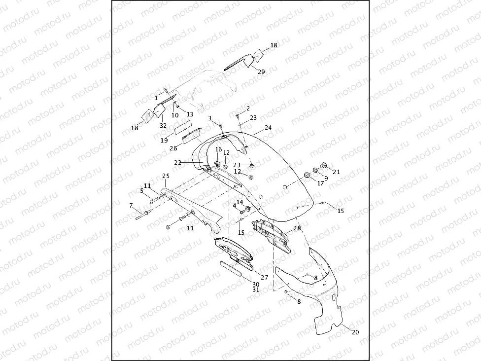 FENDERS, REAR - 883N/1200V/X (ALL EXCEPT CANADA)