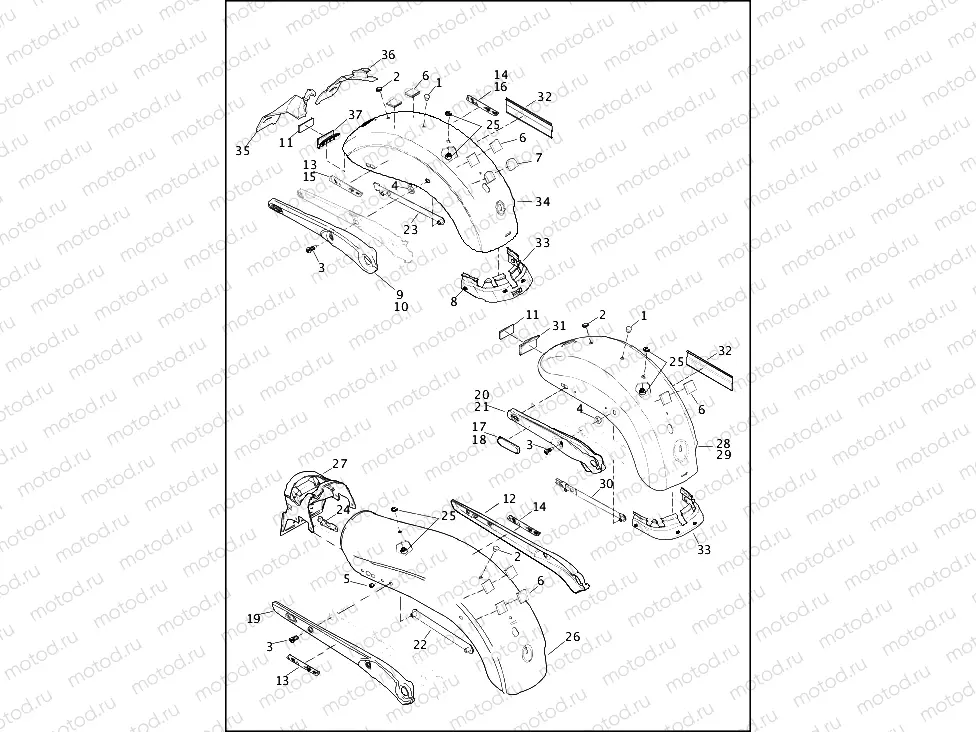 FENDERS, REAR - FXDB, FXDBA, FXDBP, FXDF & FXDWG