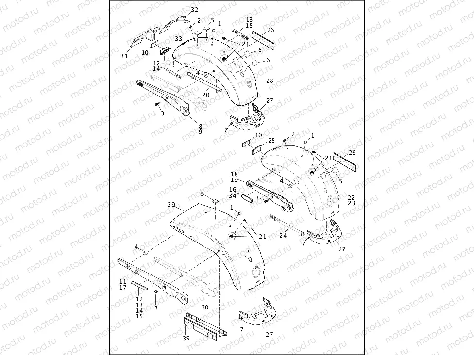 FENDERS, REAR - FXDB, FXDBP, FXDBB, FXDF & FXDWG