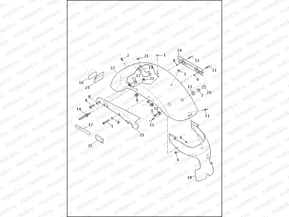 FENDERS, REAR - XL1200C, XL1200CA, XL1200CB, XL1200CP