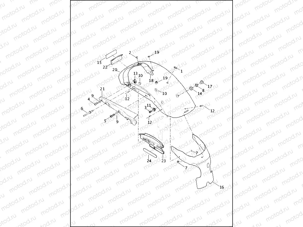 FENDERS, REAR - XL883N, XL1200V, XL1200X (DOMESTIC ONLY)