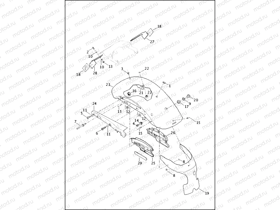 FENDERS, REAR - XL883N, XL1200X (HDI ONLY)