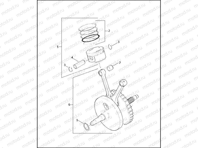 FLYWHEEL ASSEMBLY & PISTONS - 1690
