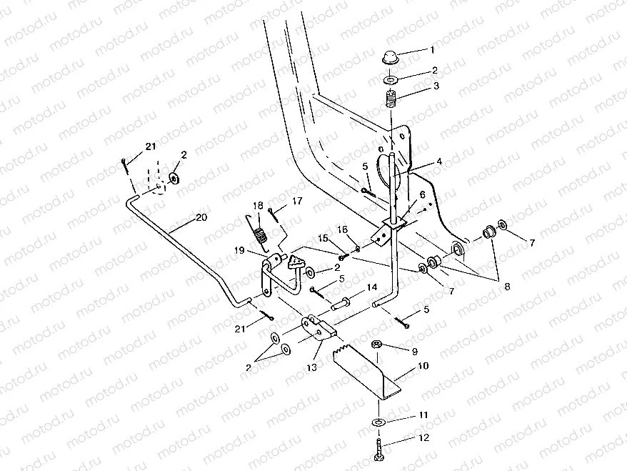 FOOT PEDAL and PARKING BRAKE ASSEMBLY 6x6 400L | FOOT PEDAL and PARKING BRAKE ASSEMBLY 6x6 400L, SWEDISH S948740 and  NORWEG (4926812681004A)
