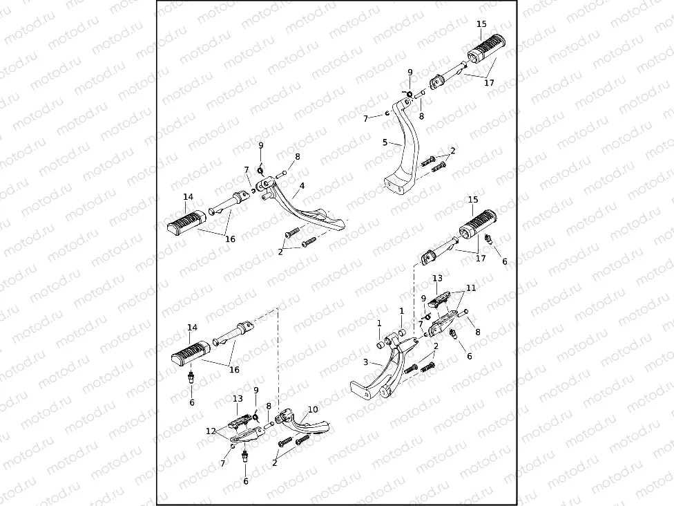 FOOTPEGS, RIDER - FLSB, FXBB, FXBR, FXBRS, FXFB, FXFBS, FXLR