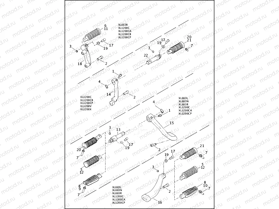 FOOTRESTS - 883L/N/R, 1200C/CA/CB/CP/V/X