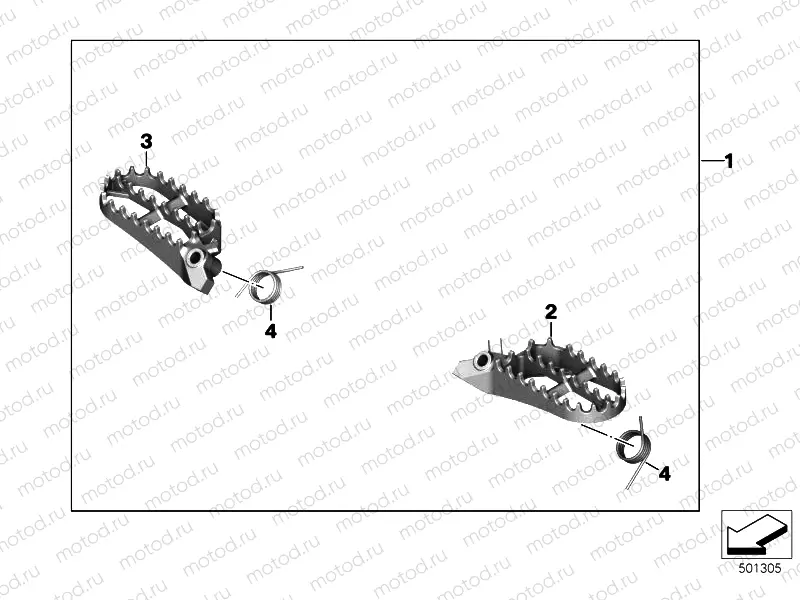 FOOTRESTS, ENDURO, WIDE, FRONT