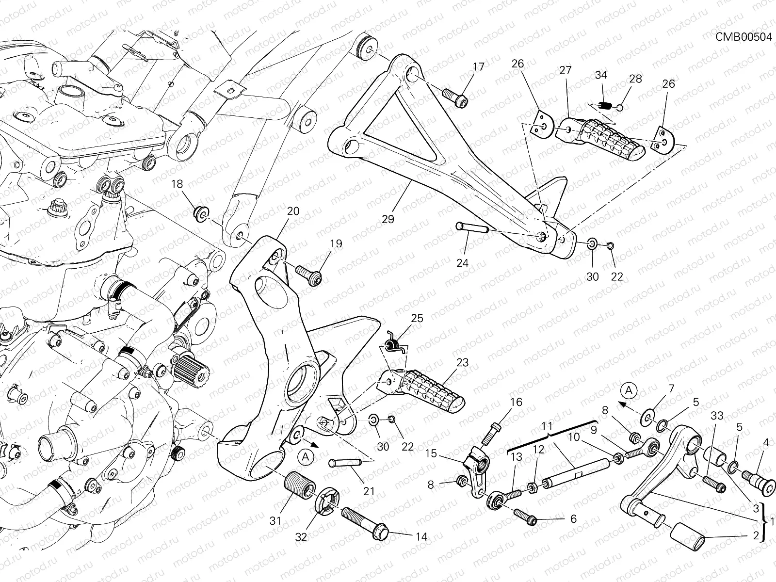 FOOTRESTS, LEFT [MOD:SS 939]