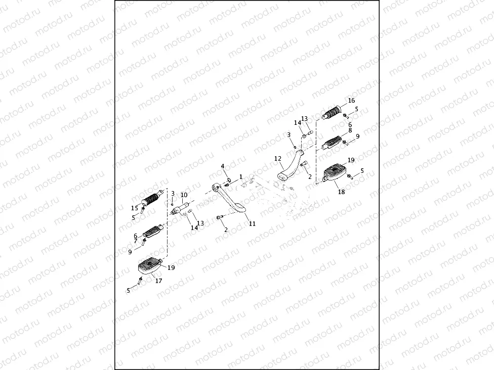 FOOTRESTS, RIDER, MID-CONTROL