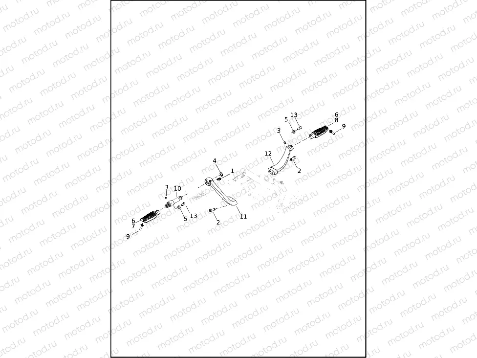 FOOTRESTS, RIDER, MID-CONTROL