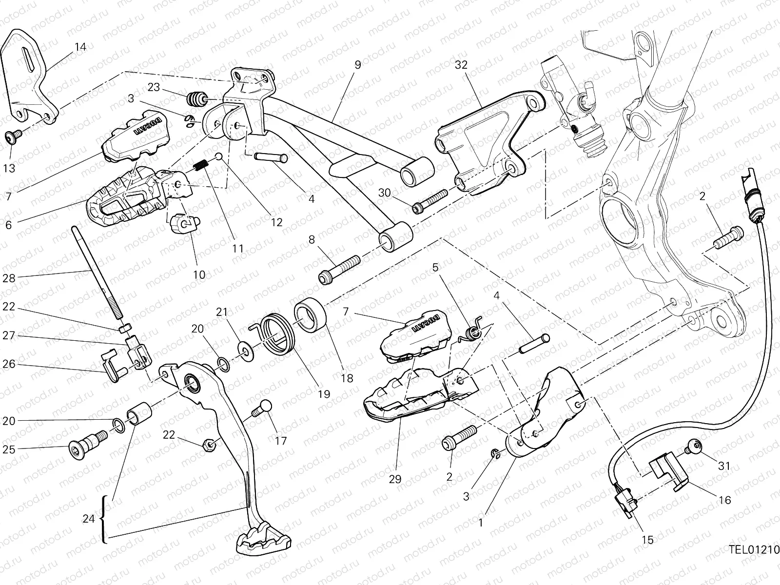 FOOTRESTS, RIGHT [MOD:SCR800DS]