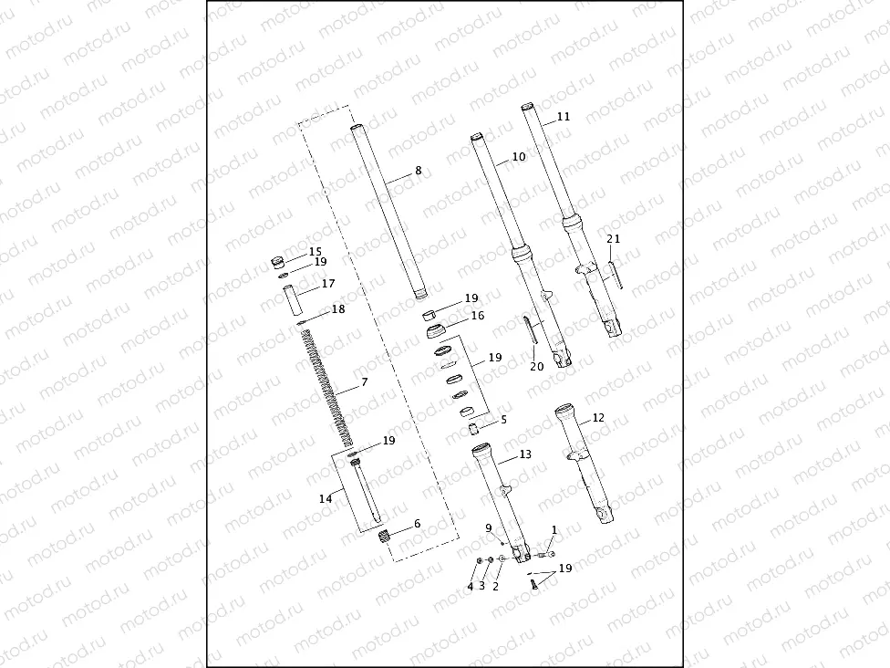 FORK, FRONT - 883L/R, 1200C/CA/CB/CP/V/X