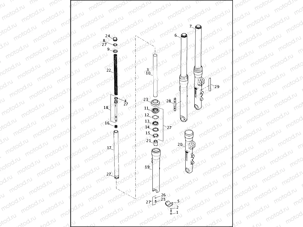 FORK, FRONT - ALL MODELS EXCEPT FLD (2 OF 2)