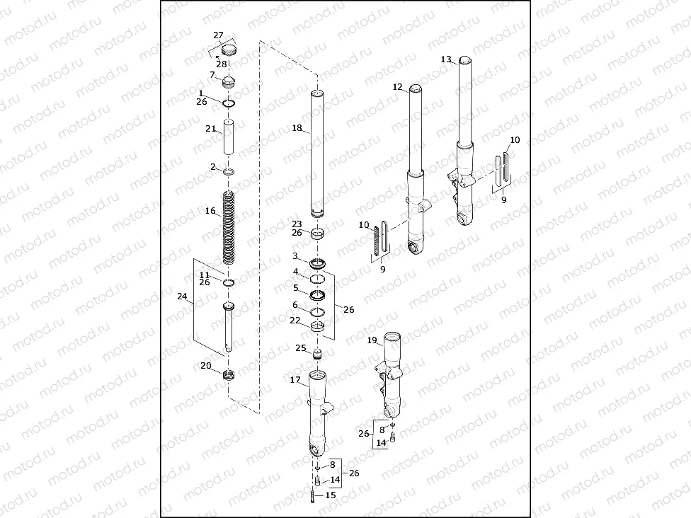 FORK, FRONT - FLDE, FLFB, FLFBS, FLHC, FLHCS, FLSL, FLFBSANV (2 OF 2)