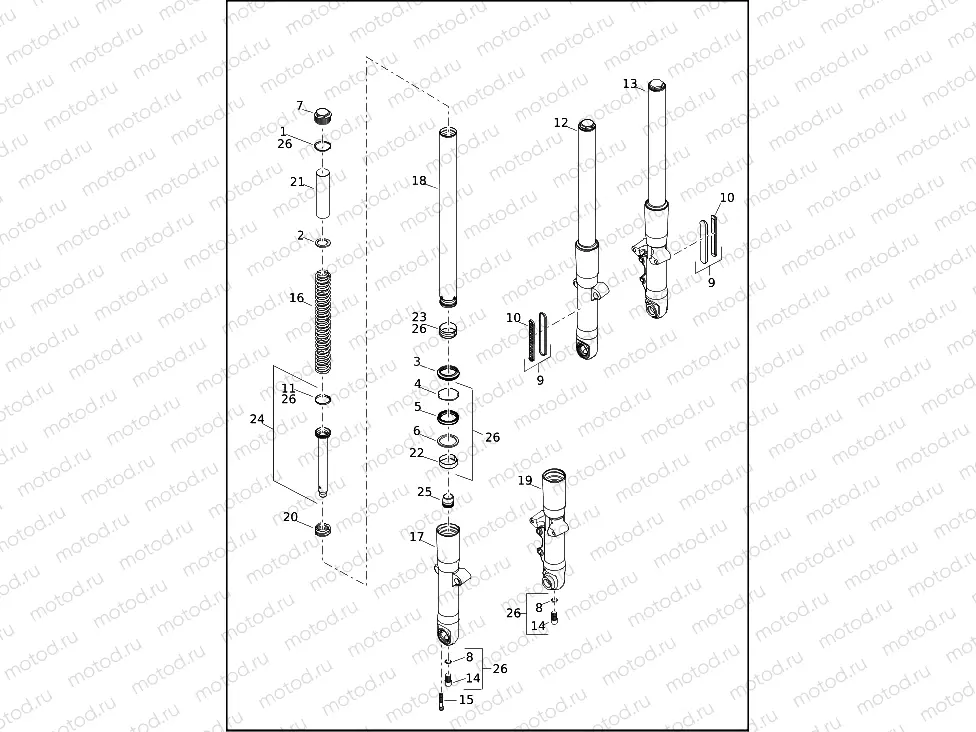 FORK, FRONT - FLFBS, FLHC, FLHCS, FLSL