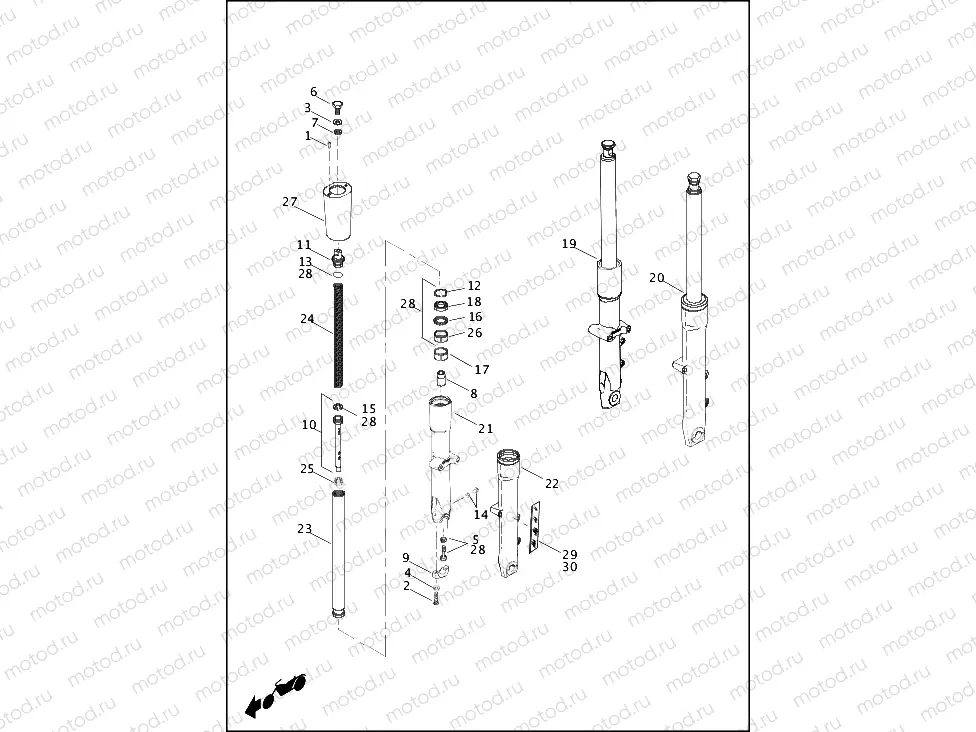 FORK, FRONT - FLS, FLSTC, FLSTF, FLSTFB & FLSTN (1 OF 2)