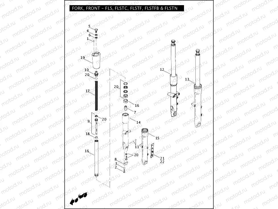 FORK, FRONT - FLS, FLSTC, FLSTF, FLSTFB & FLSTN
