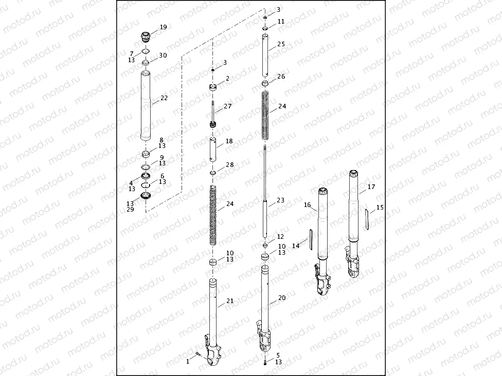 FORK, FRONT - FXFBS, FXLRS, FXLRST, FXRST