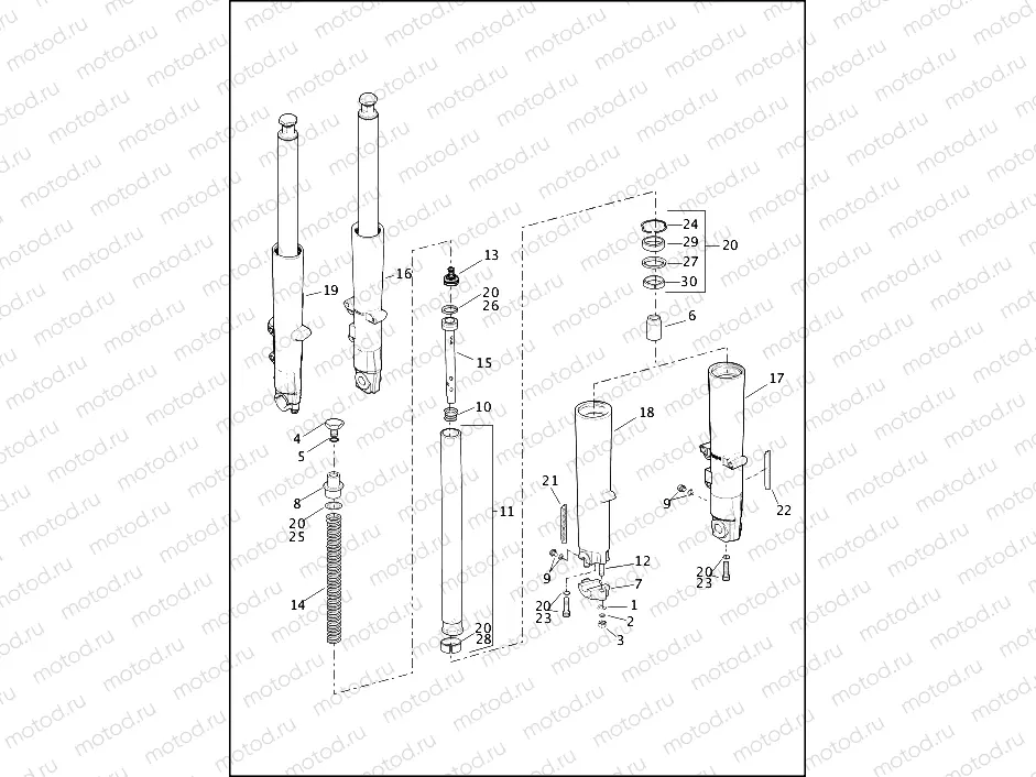 FORK, FRONT, LEFT & RIGHT (FAIRING MODELS)