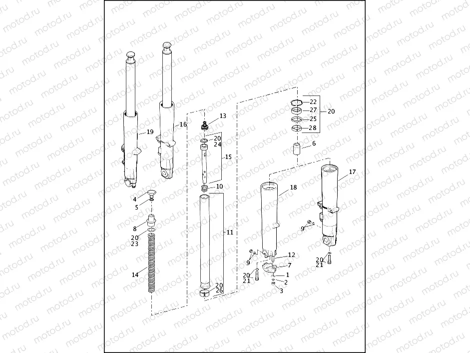 FORK, FRONT, LEFT & RIGHT (FAIRING MODELS)