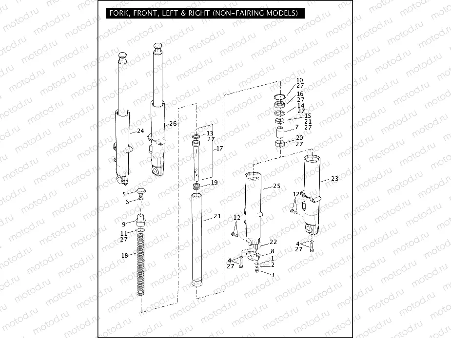 FORK FRONT, LEFT & RIGHT (NON-FAIRING MODELS)