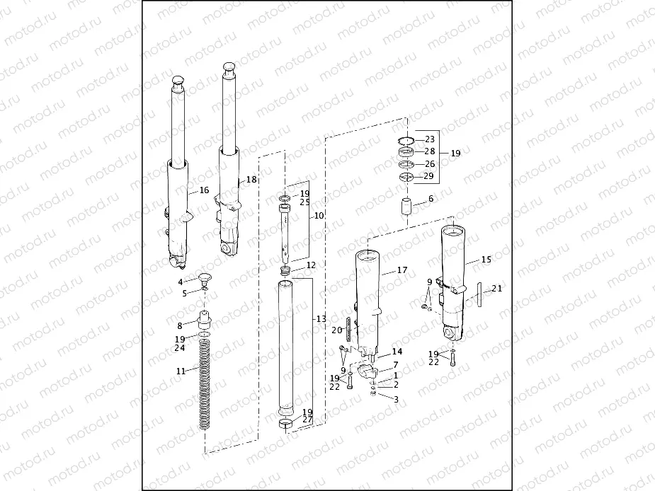 FORK, FRONT, LEFT & RIGHT (NON-FAIRING MODELS)