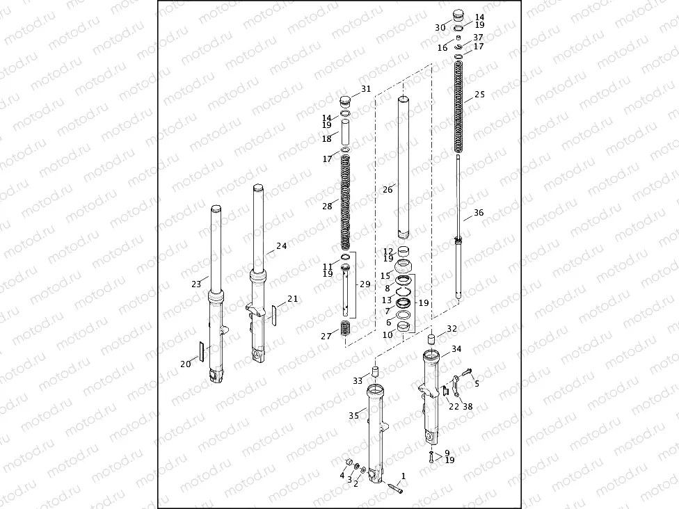 FORK, FRONT - XL883L, XL1200C
