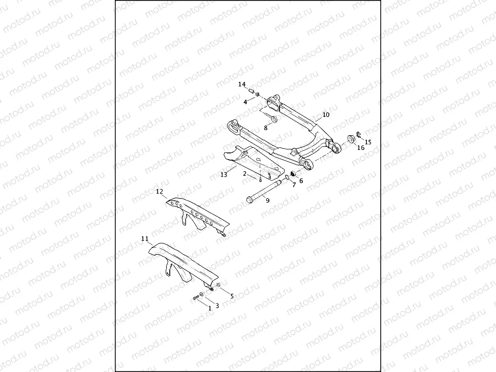FORK, REAR, DEBRIS DEFLECTOR & BELT GUARD