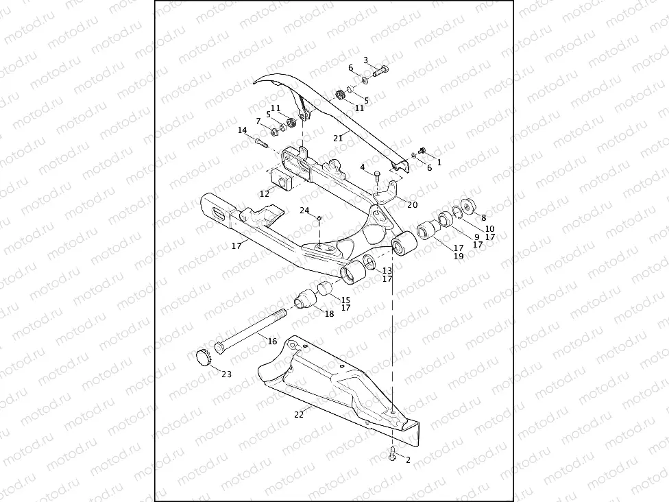 FORK, REAR, DEBRIS DEFLECTOR & BELT GUARD