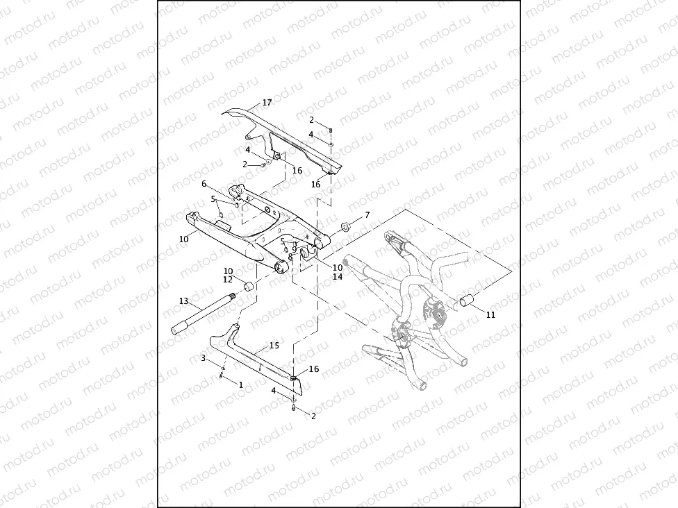 FORK REAR, DEBRIS DEFLECTOR & BELT GUARD