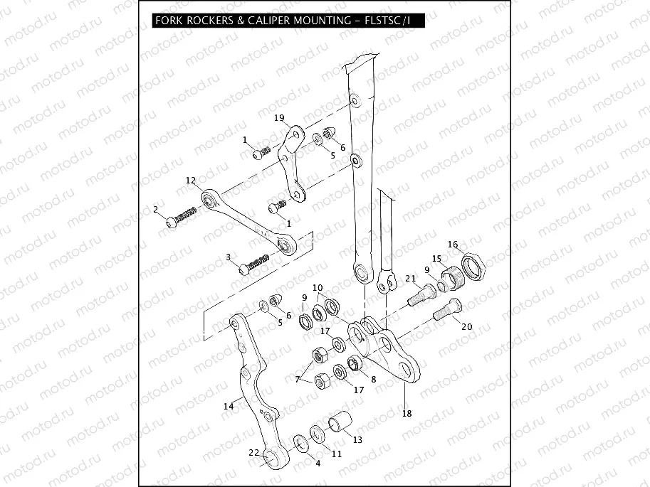FORK ROCKERS & CALIPER MOUNTING - FLSTSC/I