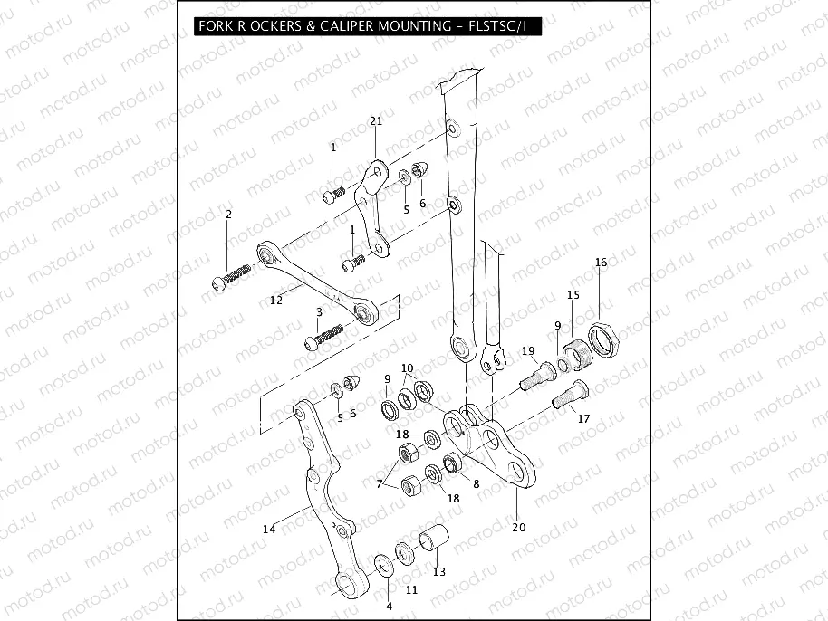 FORK ROCKERS & CALIPER MOUNTING - FLSTSC/I