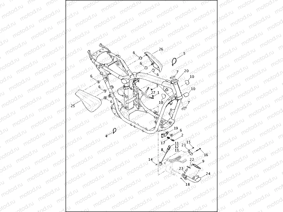 FRAME AND JIFFY STAND - XG750A