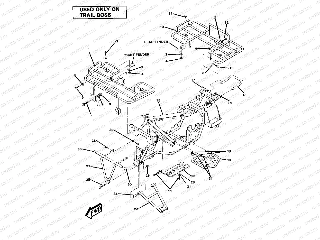 Frame Assembly with Racks-Trail Boss (4911701170004A) | Frame Assembly with Racks-Trail Boss (4911701170004A)