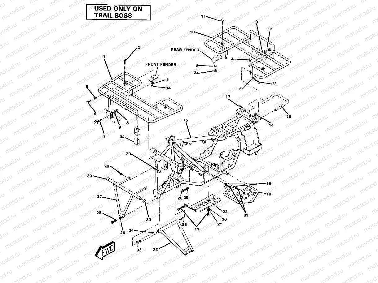 Frame Assembly with Racks-Trail Boss (4911991199004A) | Frame Assembly with Racks-Trail Boss (4911991199004A)
