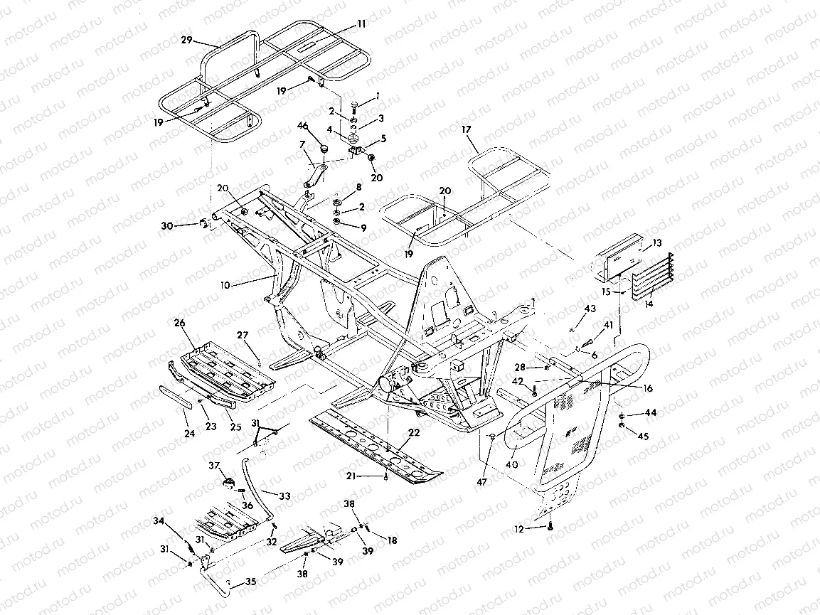 FRAME ASSEMBLY w/RACKS Norwegian 350 4X4 (4922912291003A) | FRAME ASSEMBLY w/RACKS Norwegian 350 4X4 (4922912291003A)