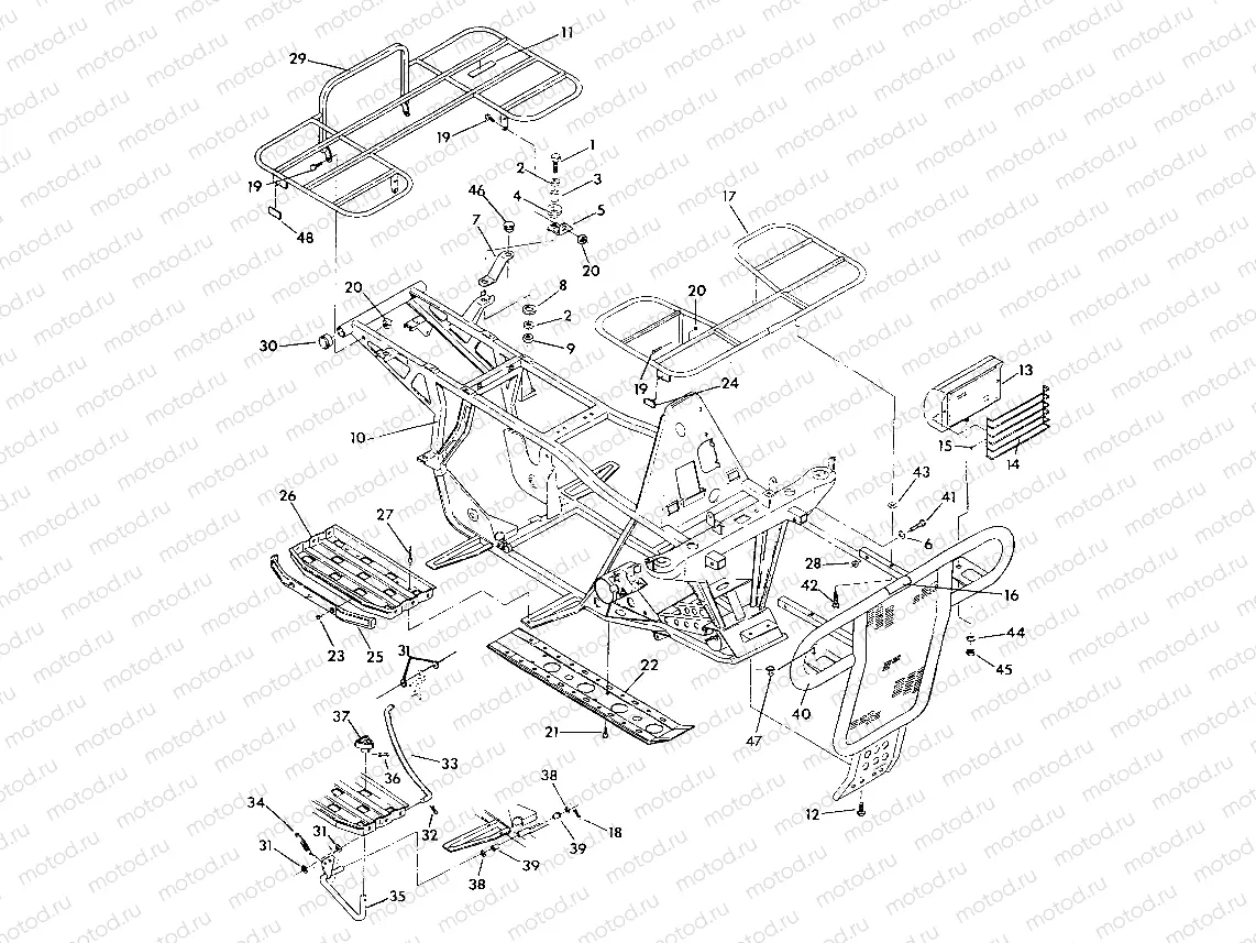 FRAME ASSEMBLY w/RACKS Swedish 350 4X4 (4923732373003A) | FRAME ASSEMBLY w/RACKS Swedish 350 4X4 (4923732373003A)