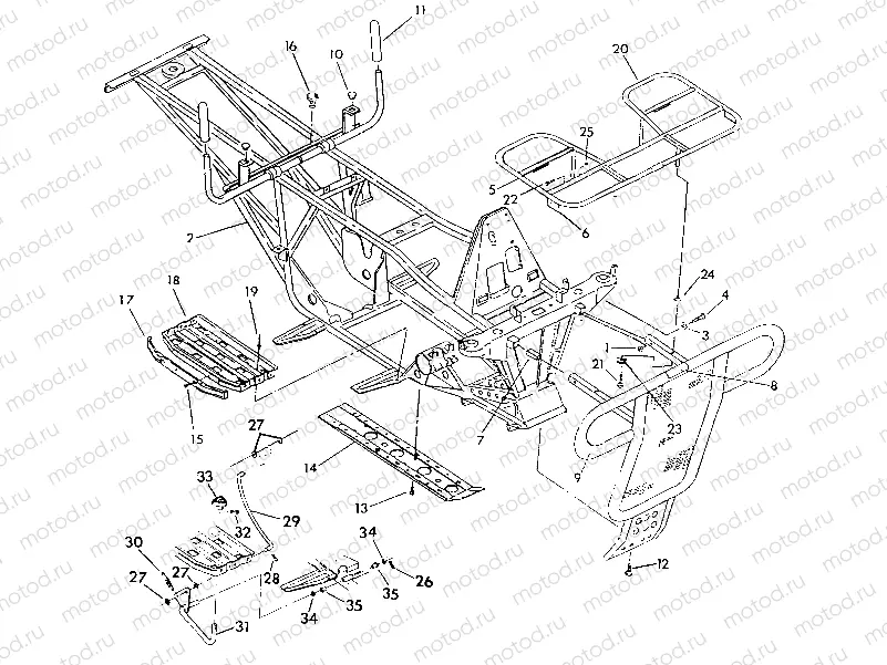FRAME ASSEMBLY w/RACKS Swedish 6X6 (4923752375003A) | FRAME ASSEMBLY w/RACKS Swedish 6X6 (4923752375003A)