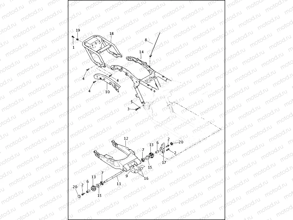 FRAME & FORK, REAR & LUGGAGE RACK
