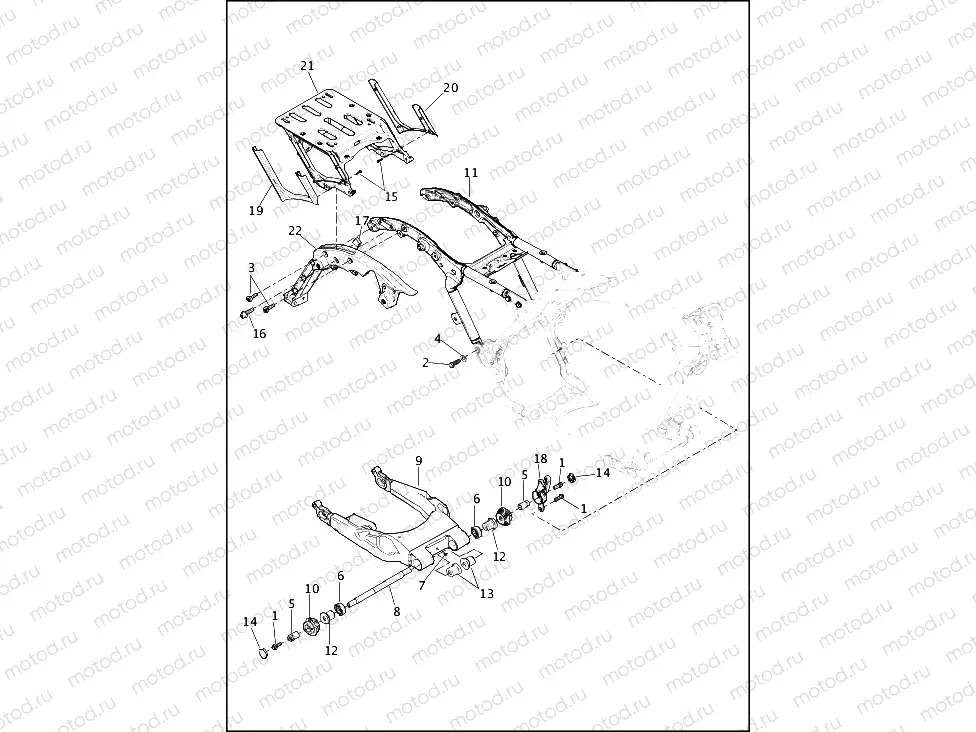 FRAME & FORK, REAR & TOUR-PAK SUPPORT