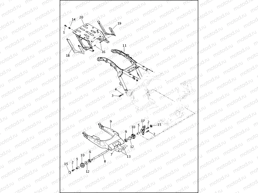 FRAME & FORK, REAR & TOUR-PAK SUPPORT