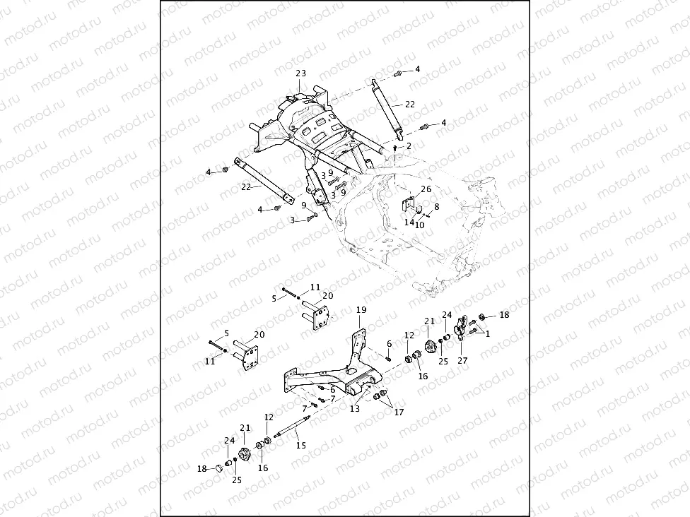 FRAME, INTERMEDIATE AND FORK, REAR