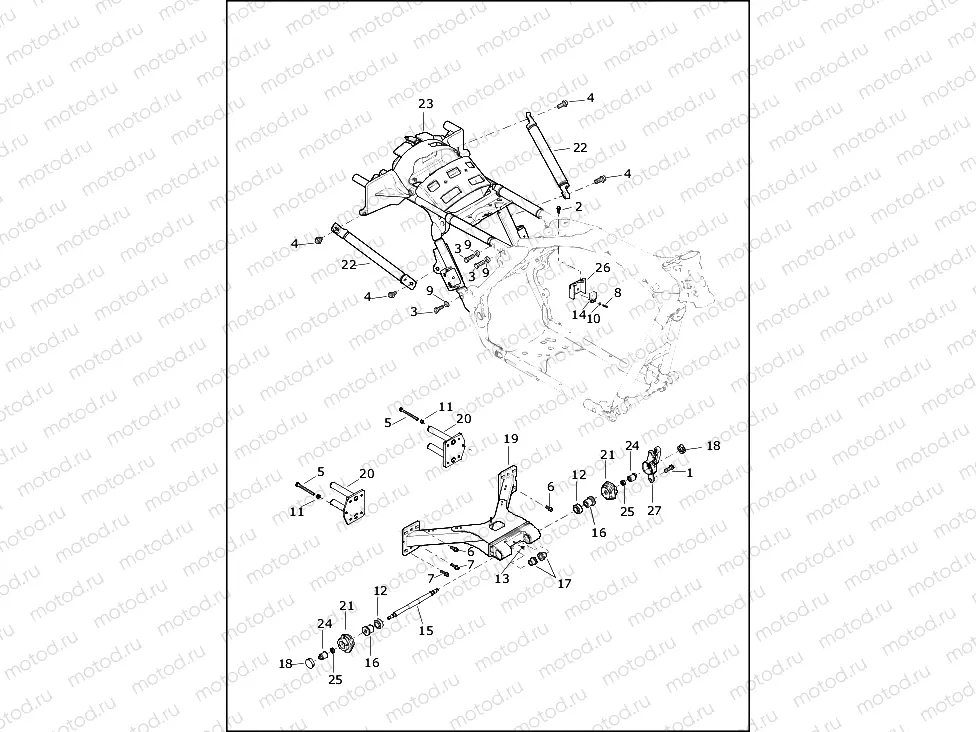 FRAME, INTERMEDIATE AND FORK, REAR