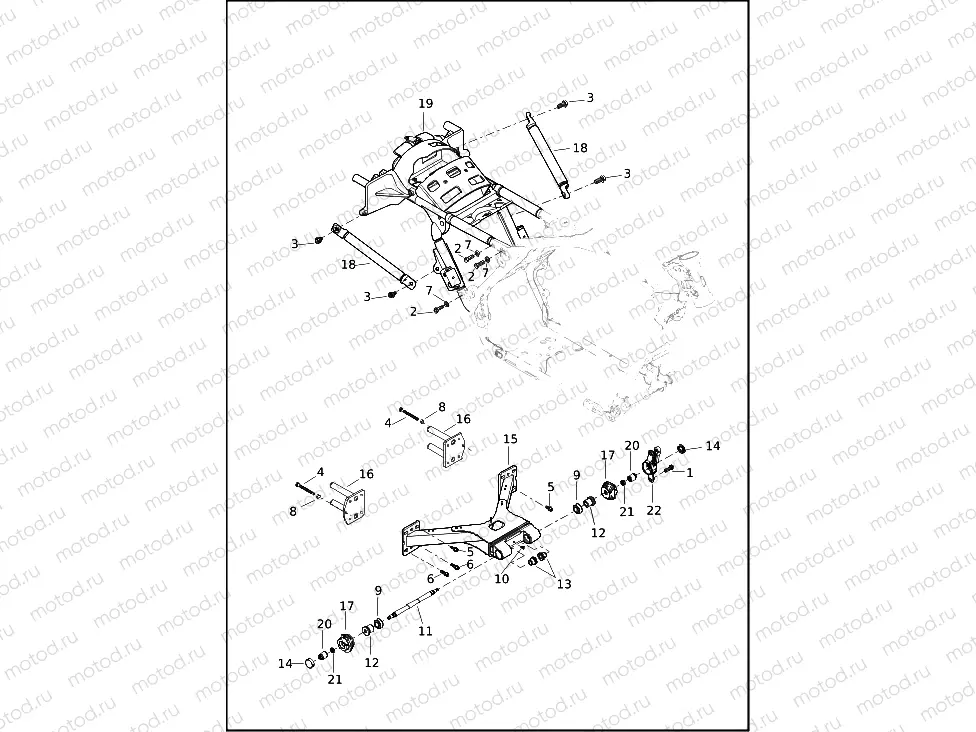 FRAME, INTERMEDIATE AND FORK, REAR