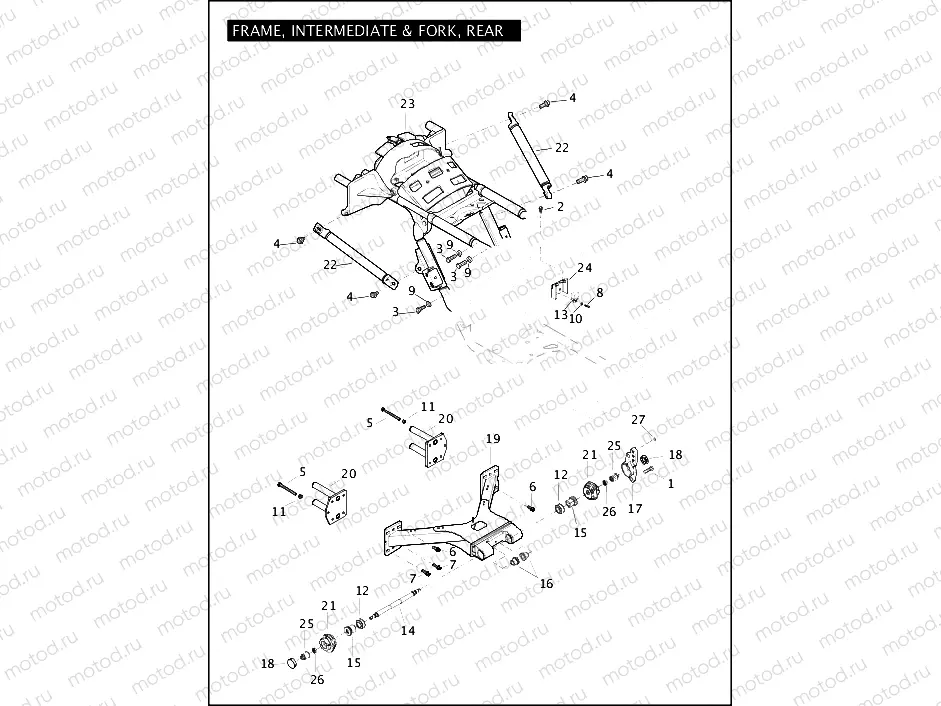 FRAME, INTERMEDIATE & FORK, REAR