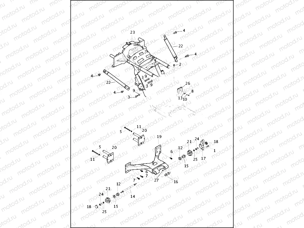 FRAME, INTERMEDIATE & FORK, REAR